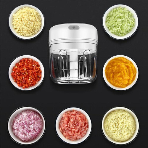(Green, 250ml) Usb Rechargeable Mini Food Processor Garlic Chopper 2