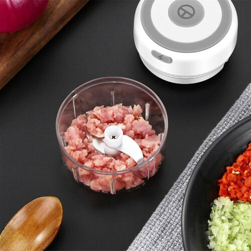 (Green, 250ml) Usb Rechargeable Mini Food Processor Garlic Chopper 1