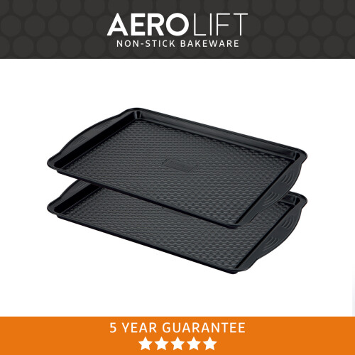 Prestige Prestige Aerolift Oven Tray Set Black Steel Twin Pack Large Bakeware - 11 x 15" 1
