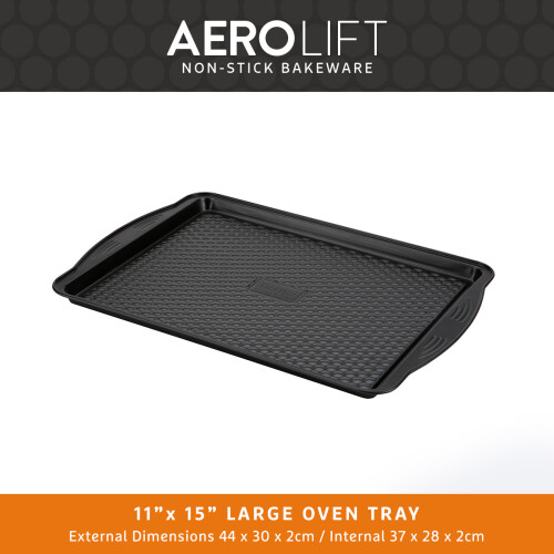 Prestige Prestige Aerolift Oven Tray Set Black Steel Twin Pack Large Bakeware - 11 x 15" 2