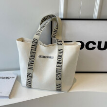 (White) Bag Canvas Handbag Shoulder Bag Tote Bag Large Capacity Commuting Leisure Bag