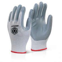 Click PACK OF 10 NITRILE FOAM POLY GLOVE sz S,M,L,XL,XXL Grey WORK GARDEN SAFETY