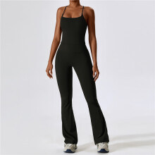 (BLACK, XL) Solid Color Skinny Chest Padded Vest And Flared Sports Pants Two Pieces Suits