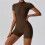 (DUN, S) Zipper Short Sleeve Yoga Bodysuit 1