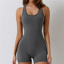 (GRAY, S) One-Piece Quick-Drying Yoga Wear