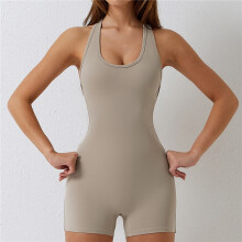 (BROWN GRAY, M) One-Piece Quick-Drying Yoga Wear
