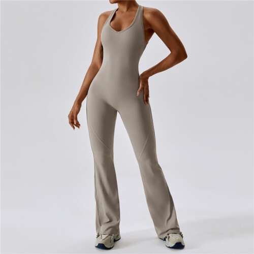 (LINEN, S) Solid Color Quick Dry Tight Yoga Wear