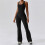 (BLACK, M) Solid Color Quick Dry Tight Yoga Wear 1