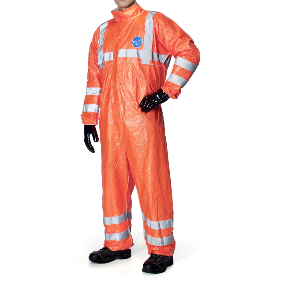 Tyvek 500 Hi-Vis Disposable Coverall Orange L 5450208013558