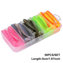 50pcs/box Artificial Tail Bait Walleye Fishing Accessories Worm Soft