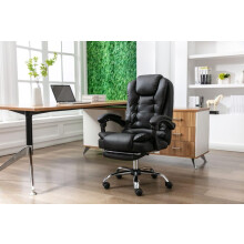 Swivel and Reclining Remote Ku Relaxing Leather Massage Chair Black