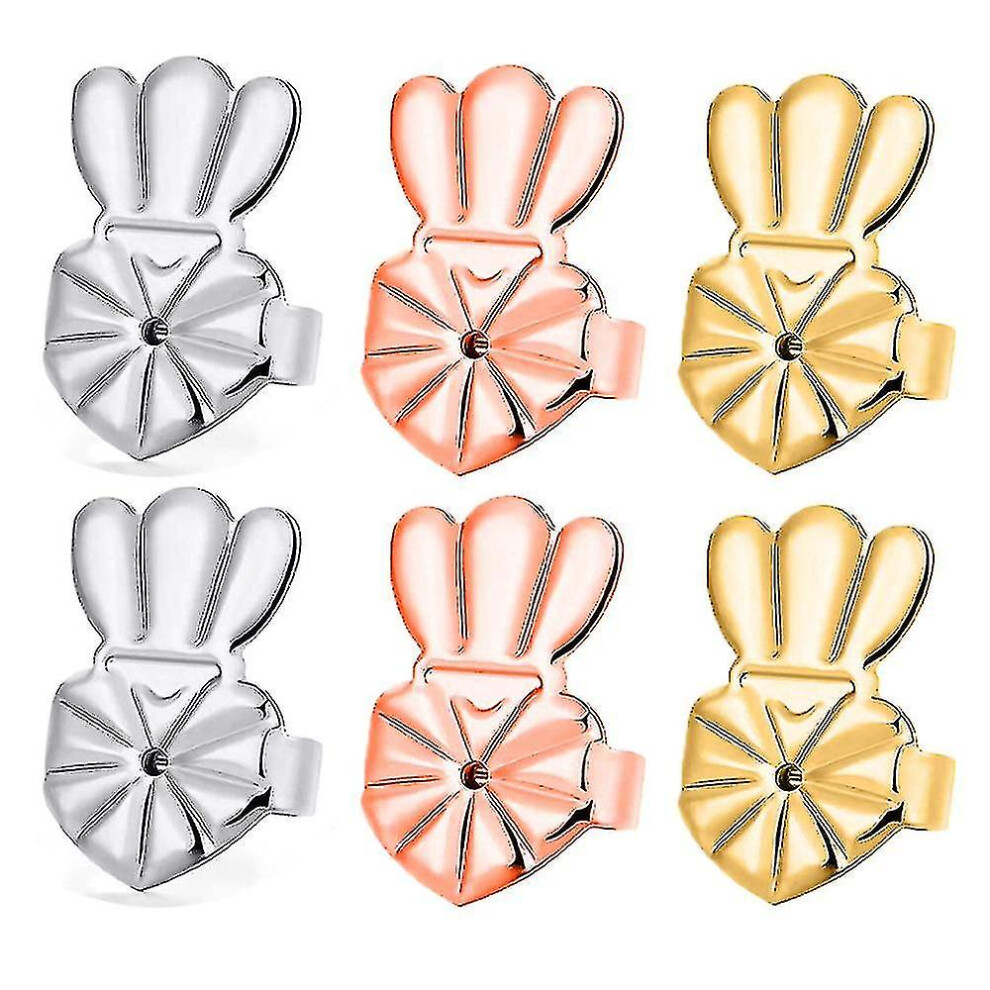 2024  New  3 Pairs Earring Lifters - Hypoallergenic Earring Backs For Droopy Ears, Adjustable Crown Earring Backs For Heavy Earrings