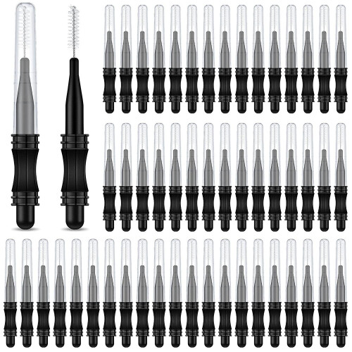 100 Pcs Micro Eyebrow Brush With Cap Brow Lamination Brush Eyelash Brow Brush