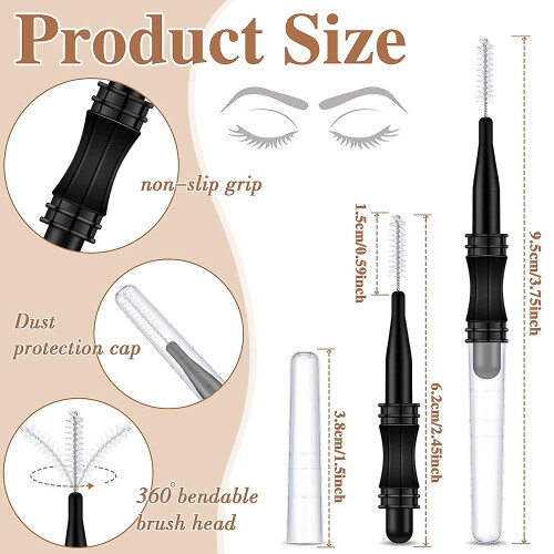 100 Pcs Micro Eyebrow Brush With Cap Brow Lamination Brush Eyelash Brow Brush 2