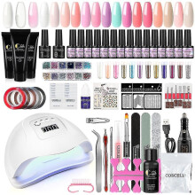 Uv Nail Polish Gel Starter Set With 80w Uv-led Lamp