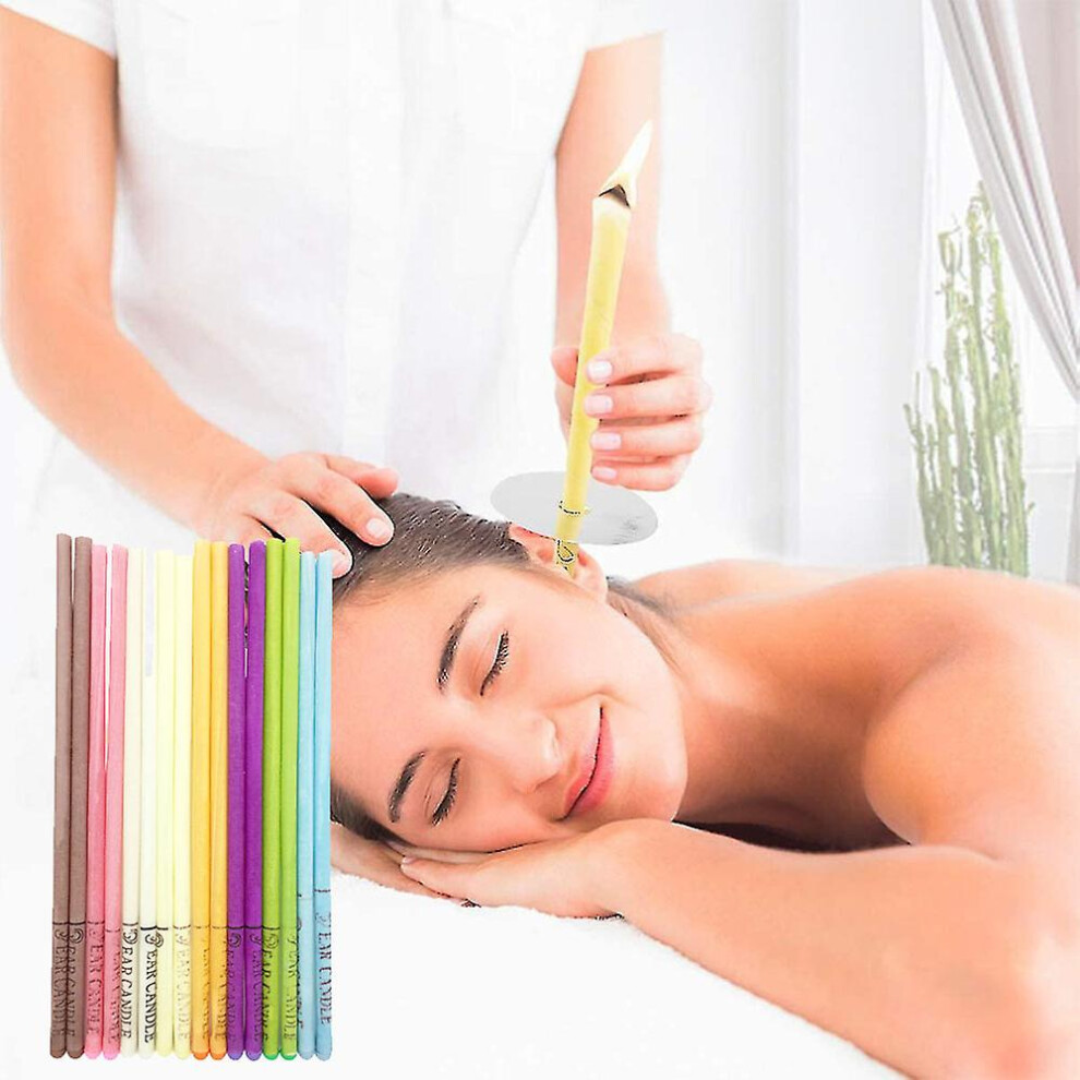 24pcs Natural Ear Earwax Candles Beeswax Hollow Candling Cones Ear Cleaning