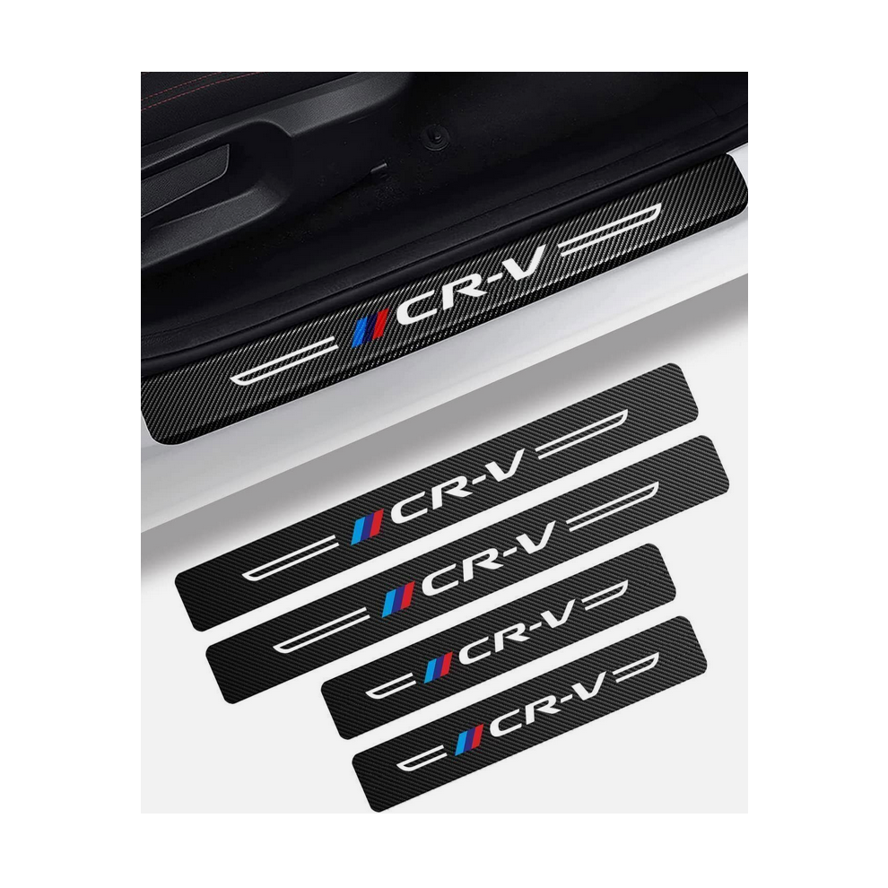 4PCS For CR-V CRV Carbon Fiber Car Door Sill Plate Protector Cover Sticker