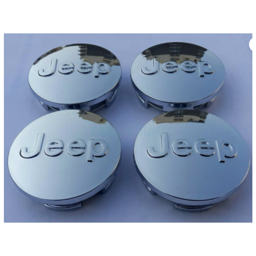 Newjass 4Pcs Jeep Chrome 56Mm Wheel Center Caps Hubcaps Rim Caps Emblems Badges
