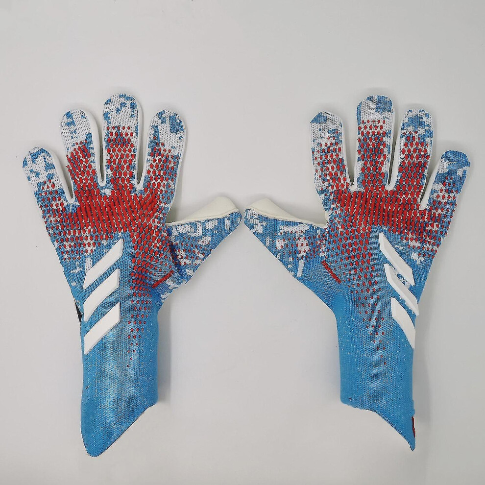 (red and blue, 7) Professional Silicone Rubber Waterproof Non-slip Gloves Latex Adult Children Soccer Goalkeeper Gloves#1 -ys