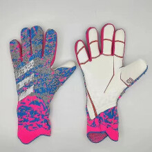 (pink and blue, 10) Professional Silicone Rubber Waterproof Non-slip Gloves Latex Adult Children Soccer Goalkeeper Gloves#1 -ys