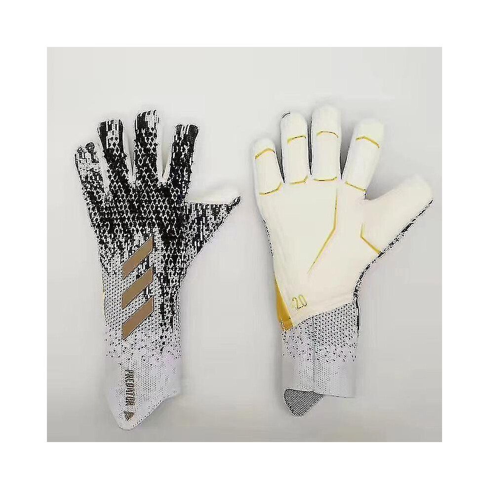 (black and white, 7) Professional Silicone Rubber Waterproof Non-slip Gloves Latex Adult Children Soccer Goalkeeper Gloves#1 -ys