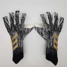 (black and gold, 8) Professional Silicone Rubber Waterproof Non-slip Gloves Latex Adult Children Soccer Goalkeeper Gloves#1 -ys