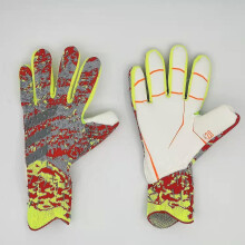 (gray and red, 9) Professional Silicone Rubber Waterproof Non-slip Gloves Latex Adult Children Soccer Goalkeeper Gloves#1 -ys