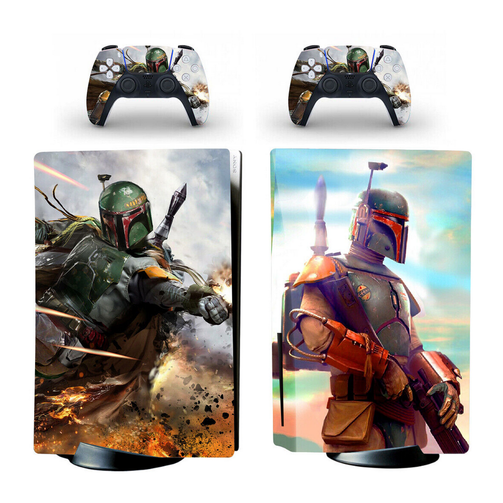 Ps5 Standard Disc Console Warp Skin Stickers Decals Star Wars Boba Fett Hunter Multicoloured 8381923454258