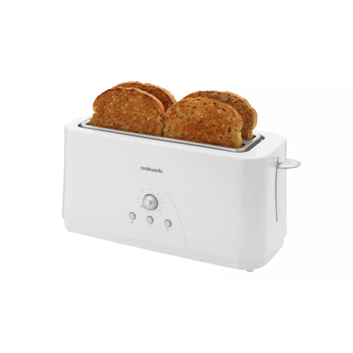 Cookworks Long Slot 4 Slice Toaster - White 1