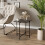 URBN Living (Black Square) 2 Pcs Square Round Marble Effect Tops Side End Coffee Table Metal Frame 3