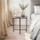 URBN Living (Black Square) 2 Pcs Square Round Marble Effect Tops Side End Coffee Table Metal Frame 4