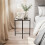 URBN Living (Black Square) 2 Pcs Square Round Marble Effect Tops Side End Coffee Table Metal Frame 6
