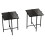 URBN Living (Black Square) 2 Pcs Square Round Marble Effect Tops Side End Coffee Table Metal Frame 7