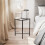 URBN Living (Black Round) 2 Pcs Square Round Marble Effect Tops Side End Coffee Table Metal Frame 4