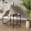 URBN Living (Black Round) 2 Pcs Square Round Marble Effect Tops Side End Coffee Table Metal Frame 3