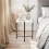 URBN Living (White Square) 2 Pcs Square Round Marble Effect Tops Side End Coffee Table Metal Frame 4