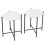 URBN Living (White Round) 2 Pcs Square Round Marble Effect Tops Side End Coffee Table Metal Frame 4