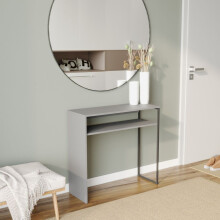 (Grey) 80cm Wooden & Steel Console Display Table Living Room Hallway w/ Storage Shelf