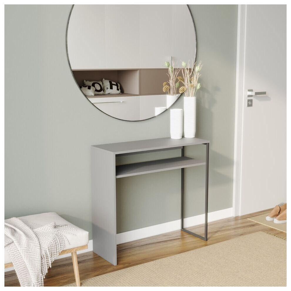 Urbn Living (Grey) 80Cm Wooden & Steel Console Display Table Living Room Hallway W/ Storage Shelf Grey