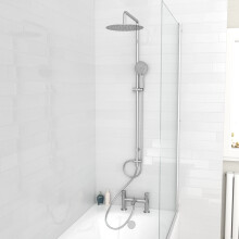 Nes Home Round Shower Mixer Bath Filler Tap, Handset & Riser Rail Kit