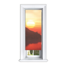 (60 cm Width x 160 cm Drop, Sunrise) Lister Cartwright Creamy Tropical Blackout Roller Blinds Windows Blind Easy Fit Child Safety Included