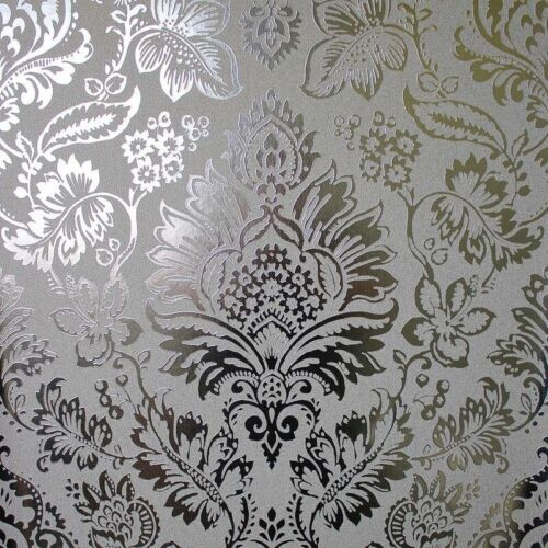 Fine Decor Fine Decor Platinum Foil Damask Silver Metallic Wallpaper FD42562 1