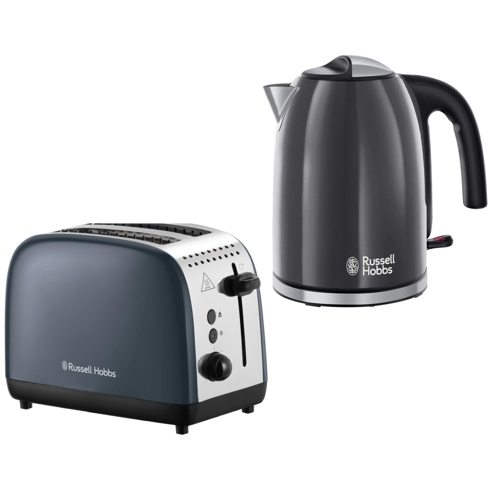 Russell Hobbs Colours Plus Grey 1.7L Kettle & 2 Slice Toaster Set