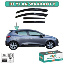 4Pcs Front & Rear Wind Deflectors for Renault Clio HB 5D BH (2012-2018) - Sport Style, Weather-Resistant, Part 6116200