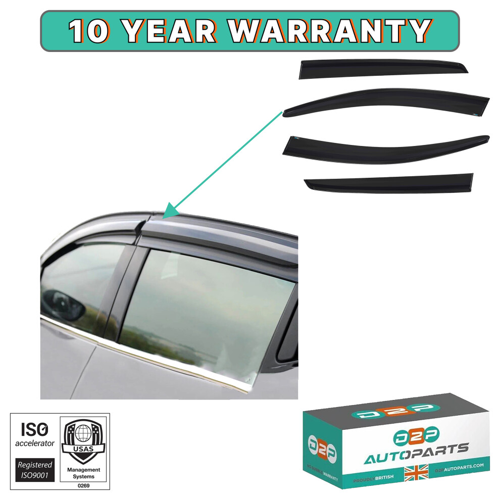 D2p Wind Deflectors Set 4-Pcs For Nissan Qashqai J11 2014-2021 Rain Sun Smoke Guard Black