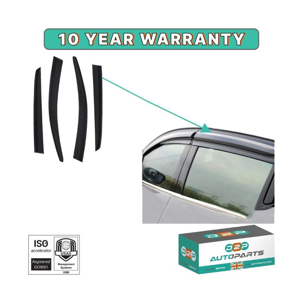 Wind Rain Sun Smoke Guard Deflectors For Nissan Qashqai J10 2007-2014 4-Pcs Black 5060520802091