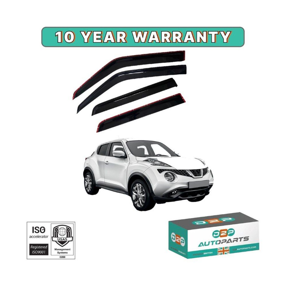 Front & Rear Wind Deflectors For Nissan Juke F15 Suv 2011-2019 (4 Pieces) Black 5060520802077