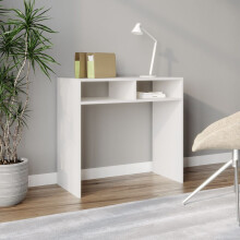 (White) 80cm Wood Console Table PC Laptop Desk Office Hallway 2 Storage Shelves