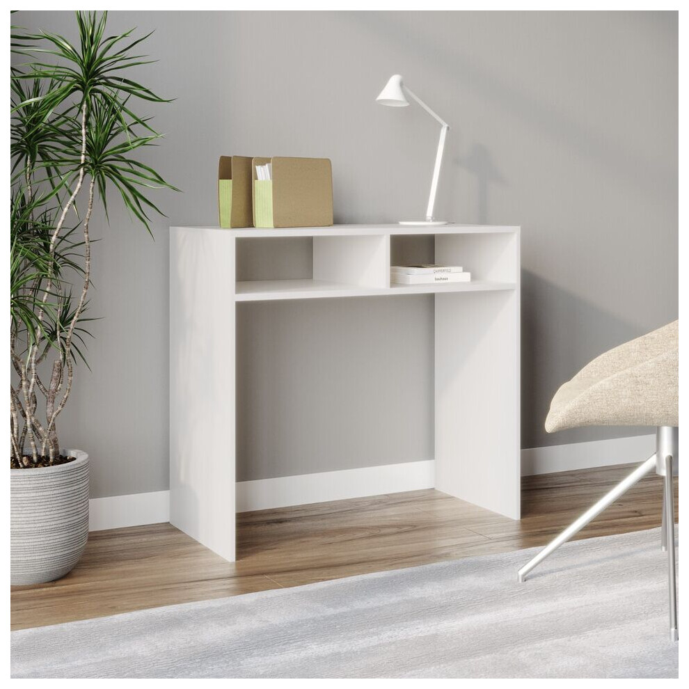Urbn Living (White) 80Cm Wood Console Table Pc Laptop Desk Office Hallway 2 Storage Shelves White