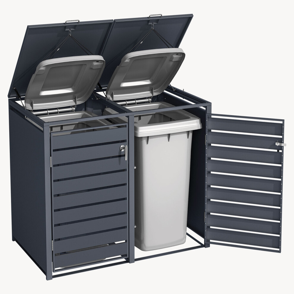Phoenix GB2213AAK Double Wheelie Bin Steel Storage in Anthracite